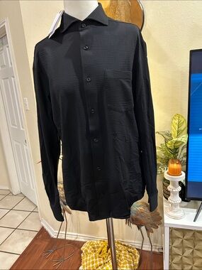 Reiss solaro-la cutaway textured shirt in black